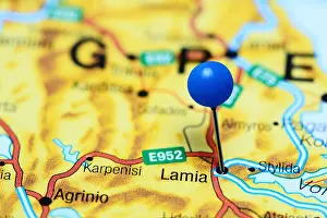 Pinned Prints: Lamia pinned on a map of Greece