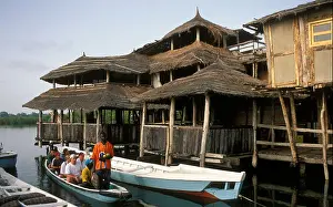 Gambia Prints: Lamin Lodge is built on stilts overlooking a mangrove creek, the Gambia