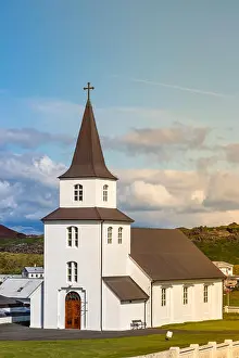 Viking Prints: The Landakirkja - Landa Church in Vestmannaeyjar, Heimaey, Westman Island, Iceland