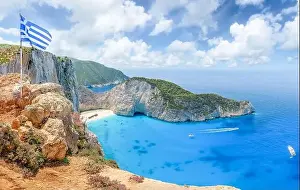 Crystal Clear Water Prints: Landscape with Navagio beach, Zakynthos islands, Greece