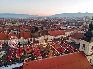 Landscape photography of Sibiu city center with the Christmas Fair
