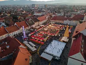 Sibiu Prints: Landscape photography of Sibiu city center with the Christmas Fair