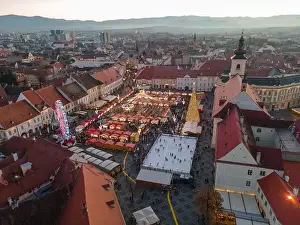 Landscape photography of Sibiu city center with the Christmas Fair