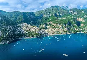 Sorrento Prints: Landscape with Positano town at famous Amalfi Coast, Italy