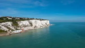 Landscape view of St. Margaret's at Cliffe on the White Cliffs of Dover and the South Foreland on the English Channel
