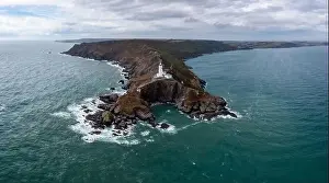 Kingsbridge Prints: Landscape view of the Start Point Lighthouse and headland in South Devon on the English Channel