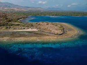 North Coast Prints: Landscape on West Bali with blue ocean and mountains in Pemuteran area