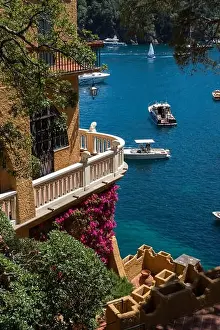 Genoa Prints: landscapes, houses and villas on the sea along the coast of Portofino in Genoa in Italy