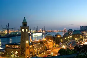 Ports Prints: Landungsbrucken Port of Hamburg St Pauli Hamburg Germany Europe