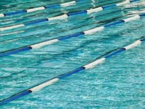 Swimming Pool Prints: lane line dividers in a pool, pool lane in the water