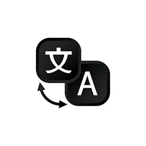 Dictionary Prints: Language translation button icon set on isolated white background. Eps 10 vector