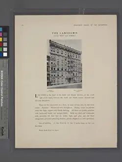 New York City Prints: The Lansdown, 352-356 West 46th Street Includes index