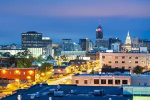 Lansing, Michigan, USA downtown city skyline at twilight