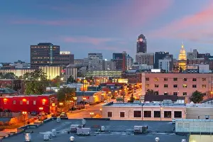 Lansing, Michigan, USA downtown city skyline at twilight