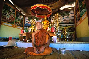 Buddhist Monk Prints: Laos, Vientiane Province, Buddhist monk, Hinh Heub village