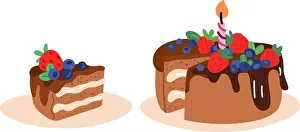 Large birthday cake with candle