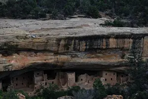 Rock Formations Prints: Large cliff dwelling complex tucked in a deep sandstone alcove at Mesa Verde National Park