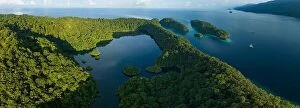 Images Dated 18th April 2023: A large marine lake is found within beautiful limestone islands that rise from West Papua's seascape