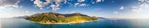 Albanian Riviera Prints: Large panorama aerial view of Bunec Beach area in Summer 2022, Albania