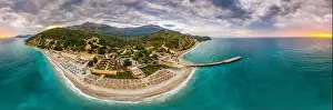 Albanian Riviera Prints: Large panorama aerial view of Bunec Beach area in Summer 2022, Albania