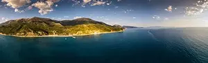 Albanian Riviera Prints: Large panorama aerial view of Bunec Beach area in Summer 2022, Albania