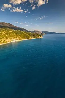 Large panorama aerial view of Bunec Beach area in Summer 2022, Albania