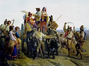 Marshes Prints: L'Arrivée des moissonneurs dans les marais Pontins 1830 by Leopold Robert The Arrival of the reapers peasants