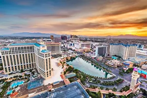 Las Vegas, Nevada, USA skyline over the strip at dusk