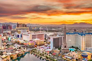 Las Vegas, Nevada, USA skyline over the strip at dusk