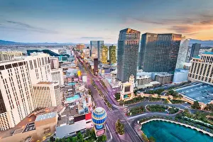 Las Vegas, Nevada, USA skyline over the strip at dusk