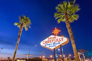 Las Vegas, Nevada, USA at the back of the Welcome to Las Vegas Sign reminding you to drive carefully and come back soon