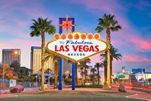 Las Vegas, Nevada, USA at the Welcome to Las Vegas Sign at dusk