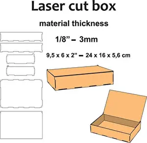 Home Décor Prints: Laser cutting pattern Rectangular box Laser cut box wooden box with hinges vector template wood plywood mdf acrylic