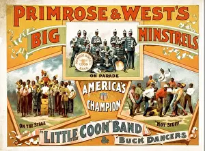 late 19th Century Theatre or Music Hall poster (American) depicting Primrose & West's Big Minstrels Band