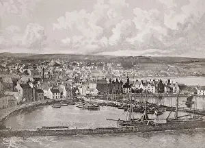 Scotland Prints: A late 19th century view of the harbout at Stonehaven