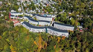 Tree Leaf Prints: Late afternoon aerial autumn image of the area surrounding the City of Ithaca