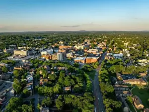 Late afternoon, spring, aerial photo of Poughkeepsie NY