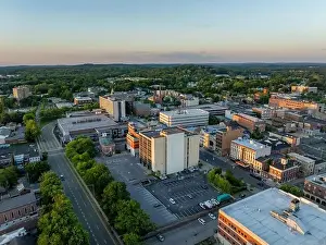 Late afternoon, spring, aerial photo of Poughkeepsie NY