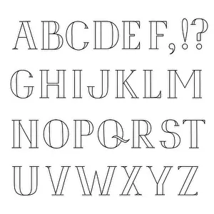 Graphical Prints: Latin alphabet. Grunge line decorative font