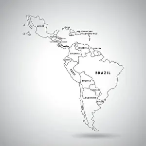 Proportion Prints: latin america map with the names of the countries icon over white background