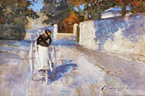 Early 20th Prints: Lavery Sir John - Woman on a Safety Tricycle