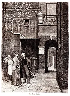 The Laws Delay Late Victorian engraving by WF Yeames of a barrister in a London street held up by a lady