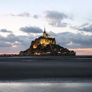 Sunset Bay Prints: Le Mont Saint Michel, Normandy, France