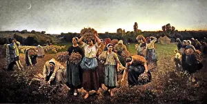 1906 Prints: Le rappel des glaneuses - The recall of the gleaners 1859 Jules Breton 1827 - 1906 France French