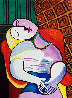 Oil Painting Prints: Le Rêve, art girl oil painting The collection of colorful oil paintings is a background from Thailand