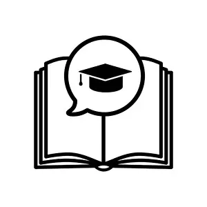 Reader Prints: Learning icon in flat style. Education symbols