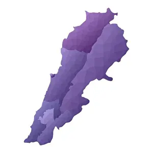 Polygonal Prints: Lebanon map. Geometric style country outline. Unequaled violet vector illustration