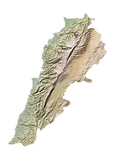 Physical Geography Prints: Lebanon, Relief Map