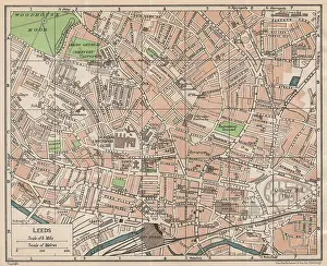 Guide Prints: LEEDS. Vintage town city map plan. Yorkshire 1950 old vintage chart