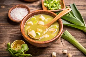 Aliment Prints: Leek soup in a bowl